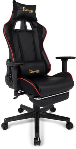 Gladiator Esports Ergonomische Gamestoel met 160° kantelfunctie - Zwarte Gamingstoel met 3D Verstelbare Armleuningen & Voetensteun - Gaming Chair met Rug- en Hoofdkussen - Tot 130kg — thumbnail 1