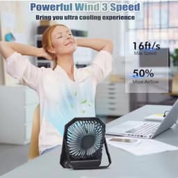 Oplaadbare USB Bureauventilator met Sterke Luchtstroom en Stil Design voor Thuis en Kantoor — thumbnail 4