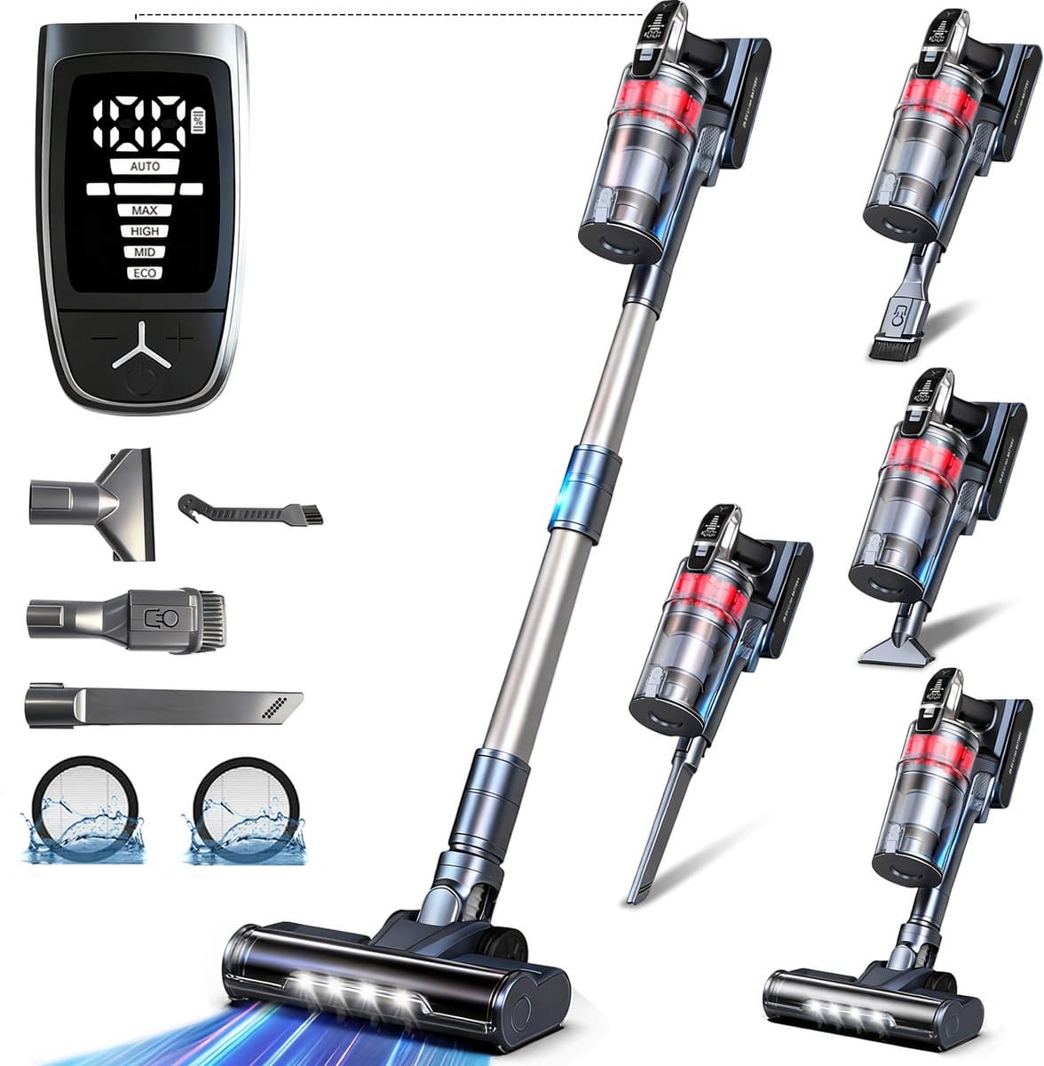 Grenintol - Steelstofzuiger - Steelstofzuiger Draadloos - Snoerloze stofzuiger -85000Pa/500W - LED - Max 60 Min Werktijd - 1,6 L Stofbak - HEPA Filter - 4 Snelheden-Geschikt Voor Tapijt, Harde Vloeren en Dierenhaar — afbeelding 1