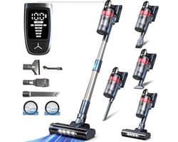 Grenintol - Steelstofzuiger - Steelstofzuiger Draadloos - Snoerloze stofzuiger -85000Pa/500W - LED - Max 60 Min Werktijd - 1,6 L Stofbak - HEPA Filter - 4 Snelheden-Geschikt Voor Tapijt, Harde Vloeren en Dierenhaar