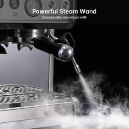 De Warenloods - Espressomachine met Bonenmaler - Koffiezetapparaat - Pistonmachine RVS - Koffiemachine met Melkopschuimer - Voor Espresso, Cappuccino en Latte - Warme Kopjes Functie — thumbnail 3