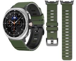 Stravo Siliconen Horlogebandje met Piano-Key Look – Geschikt voor Samsung Galaxy Watch 8 40mm / 44mm / Classic 46mm – Tweekleurig Sportief Design Smartwatch Bandje - Groen/zwart