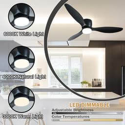 100cm Plafondventilator met Verlichting en Afstandsbediening - Stille LED Tricolor Plafondlamp voor Woonkamer en Slaapkamer — thumbnail 2