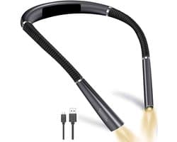 LED-neklamp - boeklamp -Leeslamp voor boeken - neklampje voor haakwerk - LED-nachtlamp voor lezen - Flexibele verstelbare leeslamp - zwart