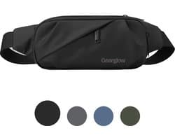 GearGlow® Heuptas - Unisex - Waterdicht - Zwart - Ook draagbaar als Festival Tasje of Fannypack