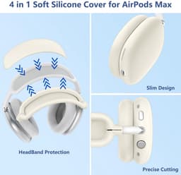 4-delige set - Siliconen Hoes - voor AirPods Max Hooftelefoons 1，2 van – Siliconen Oorkussens Beschermhoes - Oorschelp Beschermhoes, Hoofdband Beschermhoes – Anti-Kras Zachte Siliconen Beschermer – Sterrenlicht — thumbnail 5