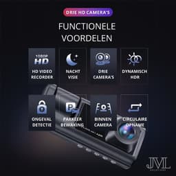 JML Dashcam V3 – Dashcam voor auto - Voor-Achter- en Binnencamera – 2K QHD – Nachtzicht – Parkeerbeveiliging – Loop recording — thumbnail 5