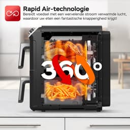 Turbotronic AF510D - Dubbele Airfryer - 11L - Airfryer XXL - Heteluchtfriteuse - Dual Heating - 50ºC tot 200ºC - 6 Kookprogramma's - Zwart — thumbnail 5