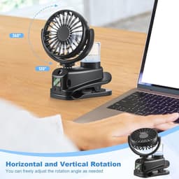 Mini-ventilator met Clip, 4 Snelheden, USB Oplaadbare Tafelventilator voor Thuis en Kantoor — thumbnail 4