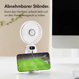 Draagbare Oplaadbare Mini Nekventilator met 5 Snelheden en Telefoonhouder - USB Ventilator voor Thuis, Kantoor en Reizen — thumbnail 2