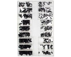 Schroefset - 500 stuks - M1,2 t/m M2 - Schroeven Set - Verzonken kop - Platte kop - Ronde kop - Diy assortiment - Schroefjes Metrisch - Micro Schroevenset - Bril Reparatie Set - Geschikt voor Brillen Horloges Camera's Laptops Schroeven - Zwart