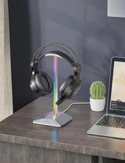 RGB Hoofdtelefoonstandaard met Draadloze Oplading en 7 Verlichtingseffecten — thumbnail 5