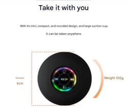 Grote zuignap waterdichte Bluetooth-luidspreker met LED-licht, waterdichte badkamer Bluetooth-luidspreker, draagbare Bluetooth-luidspreker — thumbnail 5