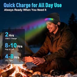 Bluetooth Muts Met LED RGB Licht - Bluetooth 5.4 + USB Oplaadbaar + 4 Lichtmodi - Winter Warm Hoed / Stereo Speaker — thumbnail 3