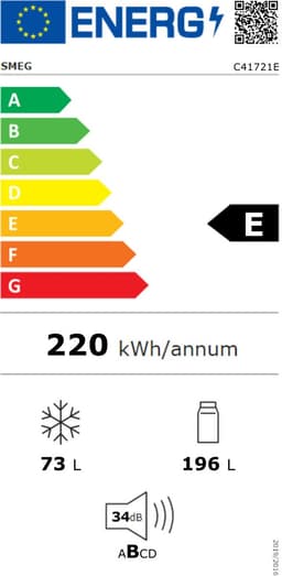 Smeg C41721E koel-vriescombinatie Ingebouwd 269 l Wit — thumbnail 2