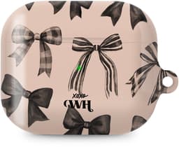 xoxo Wildhearts hoesje geschikt voor AirPods Pro 3 - Winter Muse - Ook als telefoonhoesje verkrijgbaar - schokbestendige case - koptelefoonhoes - Beschermhoes met strikjes patroon - Beige — thumbnail 1