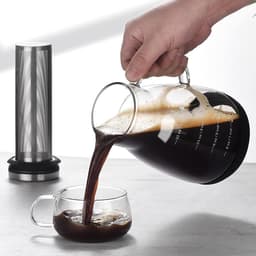 960ml Iced Coffee Makers - Filter Cold Brew Espresso Machine - Portable Travel Camping Lead-free Glass Coffee Press With Stainless Steel Percolator - Coffee Bottle 1-3 Cups - Koffiezetapparaat - Campingaccessoires — thumbnail 3