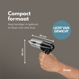 Sireza T2 - 3-in-1 kruimeldief - kruimelzuiger - kruimeldief snoerloos -6 opzetstukken - mini handstofzuiger - nat en droog - thuis, dierenhaar en auto - air duster - opbergtas — thumbnail 10