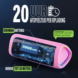 Muring Draadloze Bluetooth Speaker - Muziek Box - Tot 20 uur Afspeeltijd - TWS Pairing - Bluetooth 5.3 - Partybox - Luidspreker - Geluidsbox - Roze — thumbnail 2