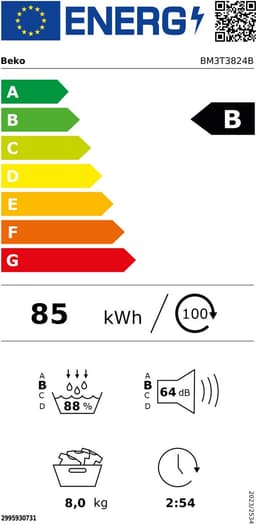Beko BM3T3824B Wasdroger - Warmtepompdroger - 8 kg - Energielabel B — thumbnail 3
