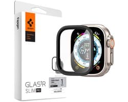 Spigen Glas.tR Slim Pro Screen Protector - Geschikt voor Apple Watch Ultra (49mm) - 9H Tempered Glass - Metalen frame - Rand-tot-Rand protectie - Zwart