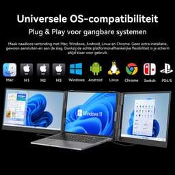 Blackview DCM6 14" Dubbele Draagbare Monitor – Extra Laptopscherm 13-17.3" – Uitbreidingsscherm – Dual Screen – IPS Full HD – Plug & Play – 3x USB-C – Inclusief Kabels & Beschermhoes – Grijs — thumbnail 14