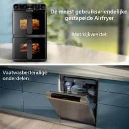 Philips 4000 Series Dual-Stacked Dubbele Airfryer – NA460/00 - 2 Lades (Sync) – 10 L – Tot 6 Personen – Bespaart 45% Ruimte — thumbnail 7