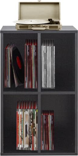 Vinyl lp platen kast - opbergen lp platen - platenspeler meubel - zwart — thumbnail 1