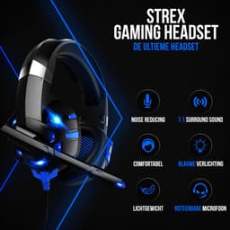 Strex Gaming Headset Met Microfoon - Geschikt Voor PC / PS4 / PS5 / Xbox / Switch - Game Koptelefoon Met Draad - Blauw — thumbnail 2