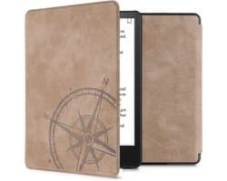 kwmobile hoes geschikt voor Amazon Kindle Paperwhite 11. Generation 2021 - Hoesje voor ereader in bruin - Vintage Kompas design