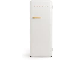 CREATE - Koelkast in retrostijl - Gebroken wit - Handvat Hout - FRIDGE RETRO 281L