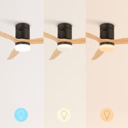 CREATE - Plafondventilator 40W silent Ø132 cm - Met Verlichting drie temperaturen - Met Afstandsbediening - 6 Snelheden - Timer - Zomer/Winter functie - Zwart - WIND CALM — thumbnail 2