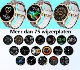 Belesy® BQSiRgSk Pro Skull - Smartwatch Dames – Smartwatch Heren - Horloge - 1.28 inch - Kleurenscherm - Stappenteller - Bloeddruk - Hartslag - 75+ Wijzerplaten – Sporten – Rose goud – Staal - Siliconen – Skull - Kerstcadeau — thumbnail 4