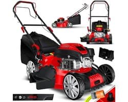 Grasmaaier benzine zelfrijdend - Grasmaaier benzine zelftrekkend - 4-taktmotor - Schnittbreite 55cm/Rood - Zwart