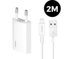 WiseQ Premium iPhone Lader - USB Oplader Inclusief Lightning Kabel - 2  Meter - Apple iPhone 14 / 13 / 12 / 11 / X