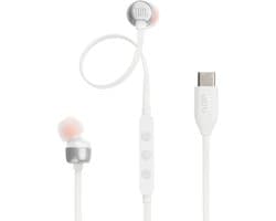 JBL Tune 310C - USB-C Oordopjes voor iPhone 15, 16 & 17 - Bedrade In-ear met Microfoon - Oortjes Bedraad - JBL Pure Bass - Android & Laptop - Wit