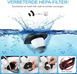 9000Pa Snoerloze Handheld Vacuum Cleaner - Draagbare Auto Stofzuiger 120W HEPA Filter - Oplaadbaar - Mini Handheld Auto Interieur Stofzuiger - Reinigingsaccessoires Detailing Kit — thumbnail 4