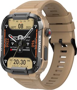 Kiraal Wave - Mannelijke Elegantie - Robuust Smartwatch Ontwerp - Android & iOS - Stijlvol Design - Zandkleurig — thumbnail 1
