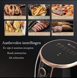 Luxe airfryer - Hetelucht friteuse - 3.7L - 1300-1500W - Thermostaat en timer - 6 automatische programma's - Zwart met goud — thumbnail 5