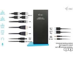i-Tec - Universeel USB-C Docking Station - USB - Hub - 2 x HDMI - Ethernet - 6 x USB - Audio In/Uit - Geschikt voor alle type Laptops en MacBooks