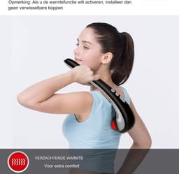 Massageapparaat - Snoerloze massageapparaat - Percussie hand massager met warmte functie en verwisselbare nodes - Oplaadbaar met instelbare intensiteit - Diepe massage voor nek, rug, cadeau — thumbnail 5