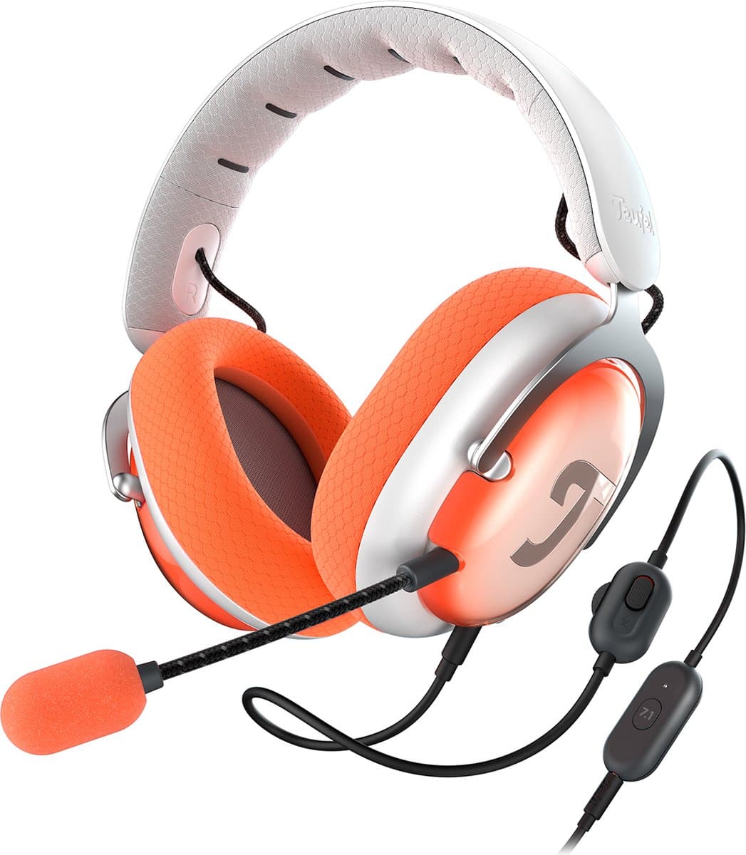 Teufel ZOLA - Bedrade over-ear gaming headset - Home-office - 7.1 binaurale surround sound - lichtgrijs Coral Red — afbeelding 1