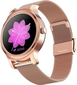 Belesy® SMART - Smartwatch Dames - Smartwatch Heren - Horloge - Stappenteller - 1.3 inch - Kleurenscherm - Full Touch - Bluetooth Bellen - Roségoud - Staal — thumbnail 5