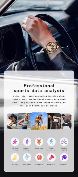 Darenci Smartwatch Superior Pro - Smartwatch heren - Activity Tracker - Touchscreen -  Bluetooth bellen - Bluetooth muziek - Lederen band - Heren - Horloge - Stappenteller - Bloeddrukmeter - Verbrande calorieën-Zuurstofmeter-Waterdicht-Roségoud/Bruin — thumbnail 3