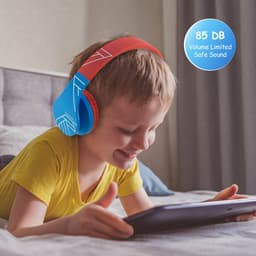 PowerLocus P1 Kids Kinder Koptelefoon Draadloos - Koptelefoon voor kinderen - Veilig volume van 85 dB - Bluetooth Hoofdtelefoon - Met microfoon - incl. Premium Case - Blauw/Rood — thumbnail 11