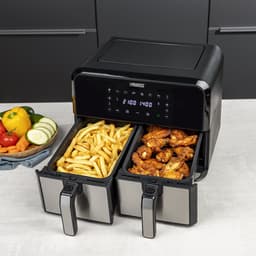 Princess Double Basket Airfryer 182074 - Dubbele Airfryer - 9 liter - 2 manden - XL - 8 programma's- 2400W - Dubbele heteluchtfriteuse - PFAS vrij - Touchscreen - RVS/Zwart - Sync functie — thumbnail 9