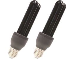 Blacklight lampen grote E27 fitting - 2x - 25 watt - 10 cm - feest verlichting - reservelamp - spaarlamp