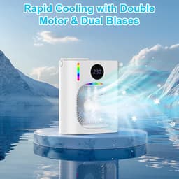 Mobiele Mini Airconditioning – USB Luchtkoeler met Bevochtiger – 900 ml Watertank – 3 Snelheden – LED Nachtlampje – Timer – Stil & Energiezuinig voor Bureau, Slaapkamer en Camping — thumbnail 5