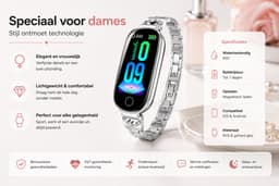 DrPhone EleganceX - Dames Smartwatch met RVS Band - Hartslag, SpO2, Temperatuur, Slaapmonitor en Notificaties – Rose Goud — thumbnail 3