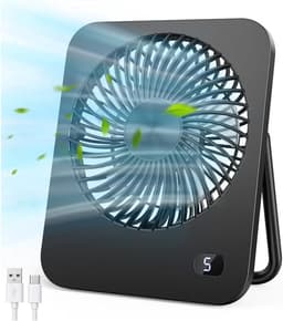 Tafelventilator Stil – USB Ventilator Zonder Accu – 5 Snelheden – 180° Verstelbaar – Zwart — thumbnail 1